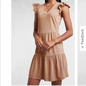 Eyelet lace sleeve tiered tshirt dress